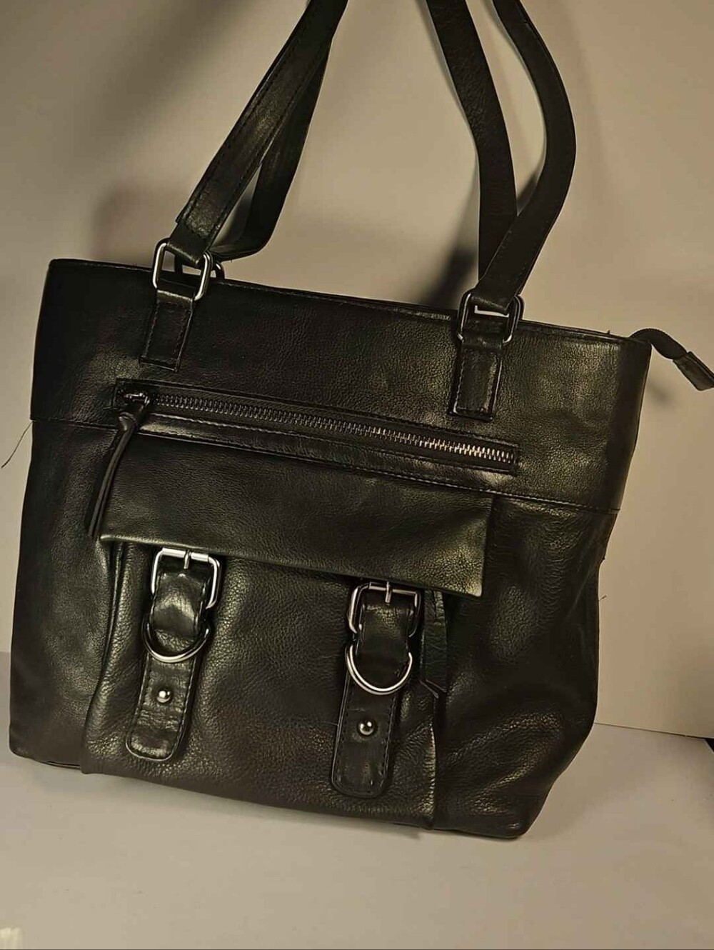 Vintage Medium-sized Black Leather Tote by Great American Leatherworks